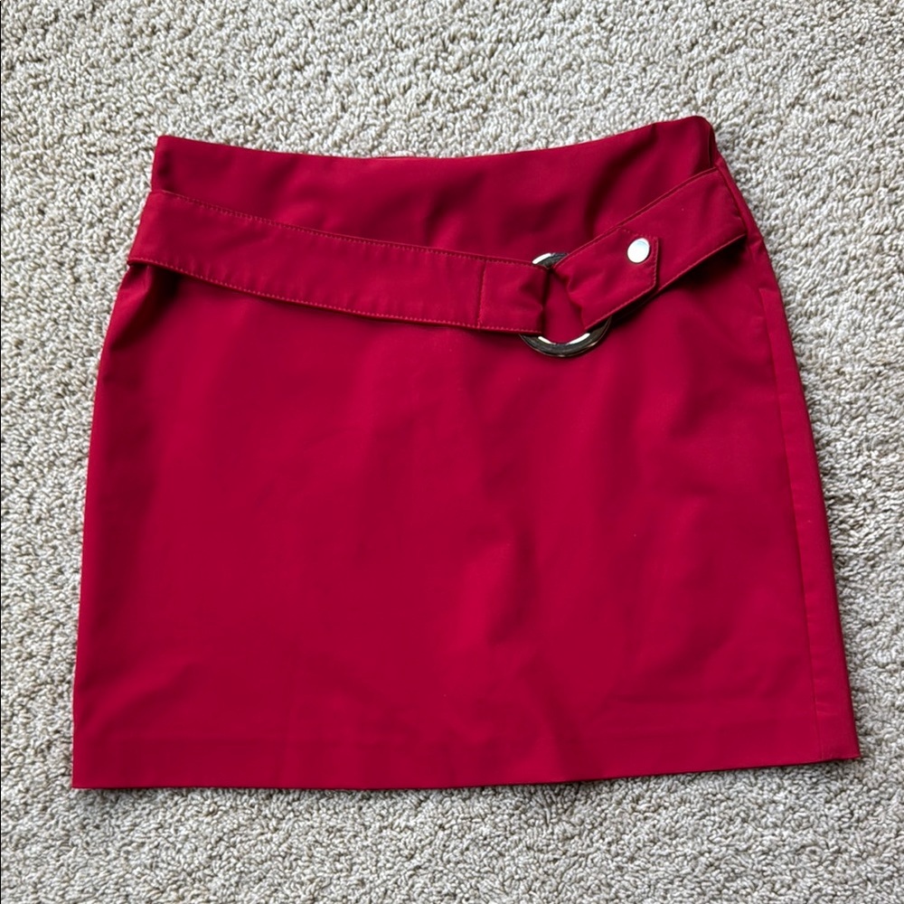 Cache Red Pencil Mini Skirt Wrap Work